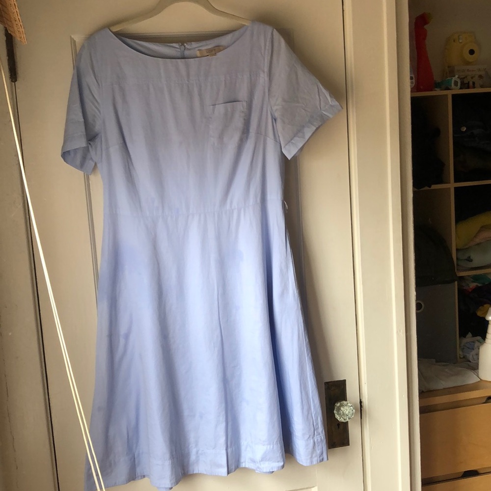 Loft Short Sleeve A-Line Midi Cotton Dress